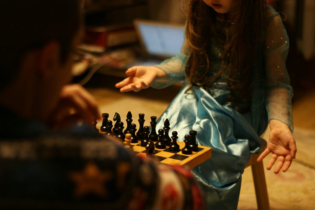 Two people playing chess