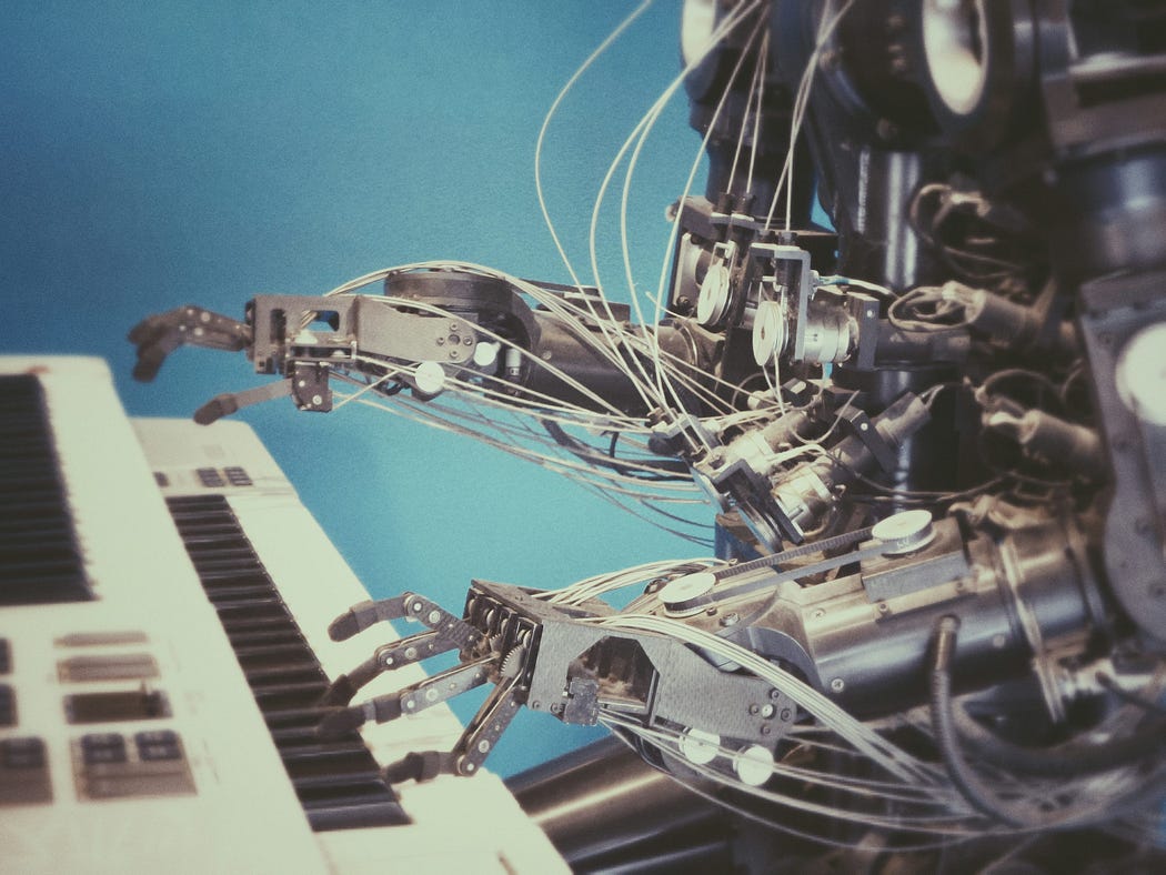 AI-powered robot playing the piano